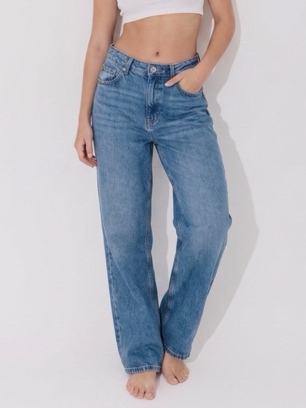 Zara Light Blue Straight Leg Denim Jeans